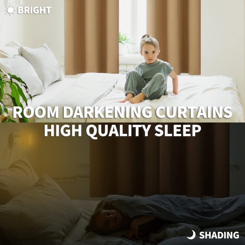 BGment Blackout Curtains for Living Room - Grommet Thermal Insulated Room Darkening Curtains for Bedroom, 2 Panels of 42 x 63 Inch, Khaki - Image 3